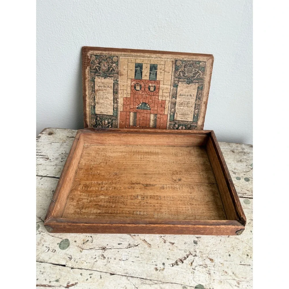 Antique‎ Richter's Anchor Box No. 7 Wooden Architectural Building Stone Case